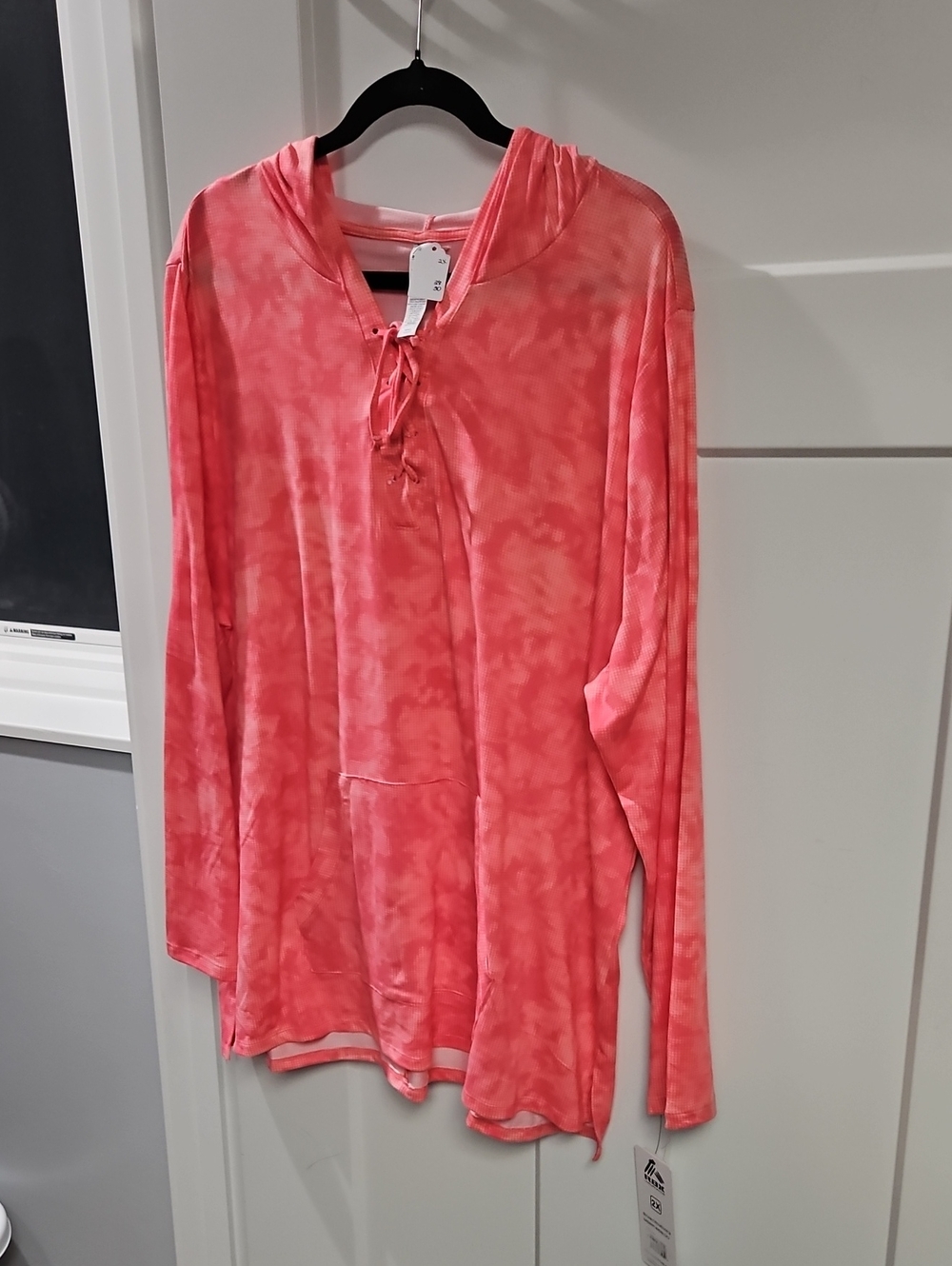 RBX Coral Tie-Dye Lace-Up Hooded Pullover